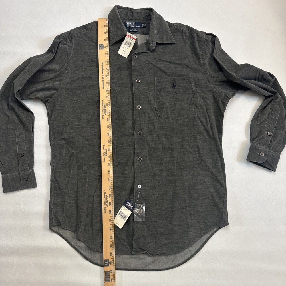Vintage Polo Ralph Lauren Marlowe Mens M Grey 100% Cotton Button Down Shirt Soft - Picture 6 of 7